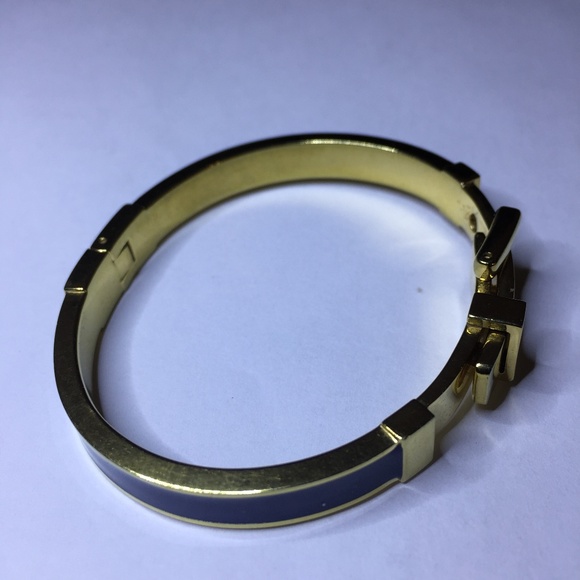 Michael Kors Blue/Gold Tone Buckle Bangle Bracelet - Picture 1 of 2